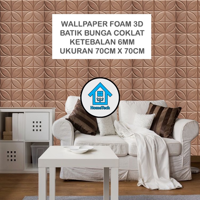 Jual Ht Wallpaper Foam D Motif Batik Coklat Bata Semanggi Stiker