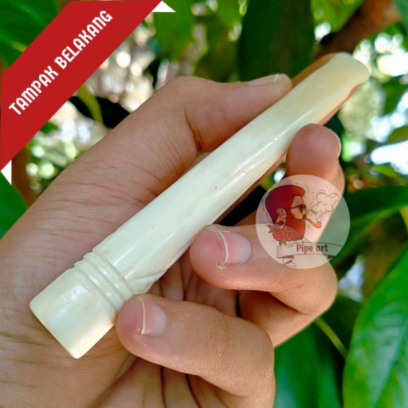 Jual Pipa Rokok Once Cangklong Tulang Sapi Ukiran Dayak Dimensi