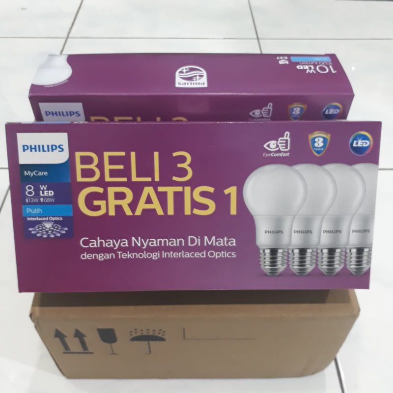 Jual PHILIPS Lampu LED 4 6 8 10 12 Watt Paket Beli 3 Gratis 1 Mycare