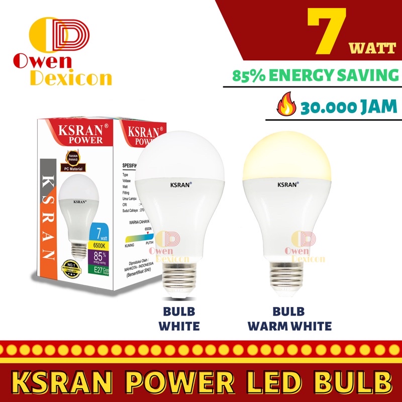 Jual Lampu Led 7w KSRAN POWER Led Bohlam Bulb 7 Watt Cahaya Putih