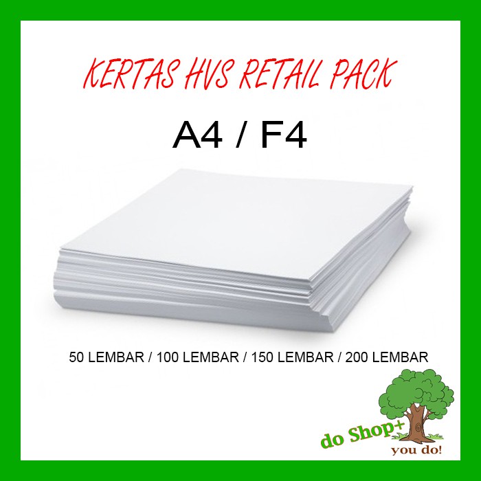 Jual KERTAS HVS A4 FOLIO F4 FOTOKOPI RETAIL PACK LEMBARAN SATUAN