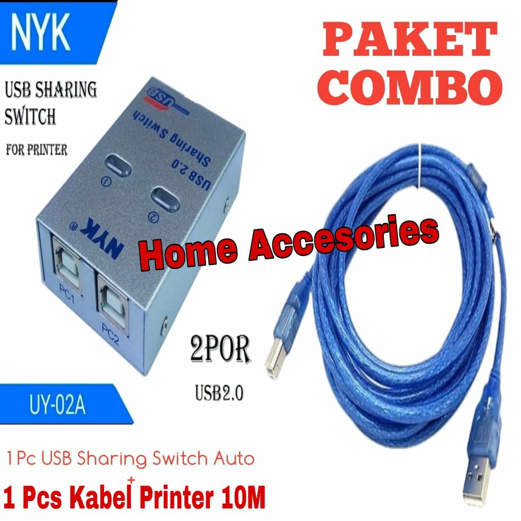 Jual Paket Combo L Nyk Usb Auto Switch Sharing Printer Kabel