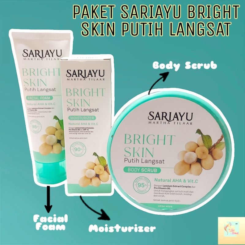 Jual Sariayu Bright Skin Putih Langsat Paket Body Scrub Facial Foam