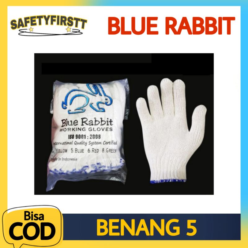 Jual Sarung Tangan Kerja Warna Putih Benang Blue Rabbit Safety Gloves