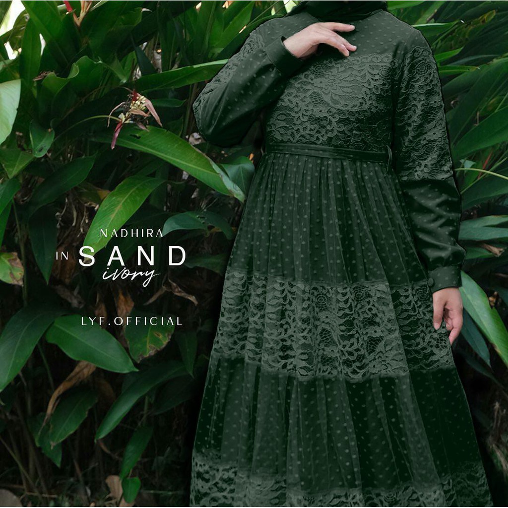 Jual Asmiranda Dress Nonik Belanda Maxi Dress Tile Polkadot Mix Renda