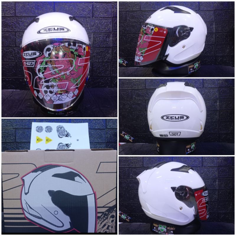 Jual HELM ZEUS ZS 627 SOLID WHITE ZEUS TERBARU Free Stiker Sarung