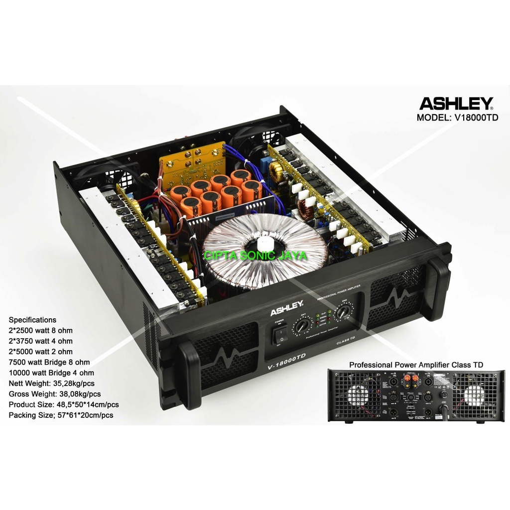 Jual PETI KAYU Power Amplifier Ashley V18000TD V 18000 TD V18000