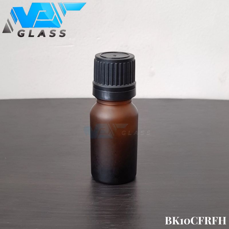 Jual Botol Kaca 10ml Amber Coklat Frosted Doff Tutup Filler Hitam