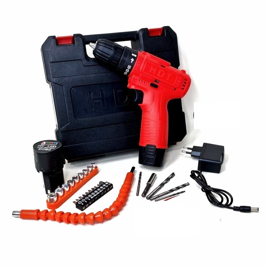 Jual Mesin Bor Cas Charger V Hdt Cdd Cordless Drill Set Mata Bor