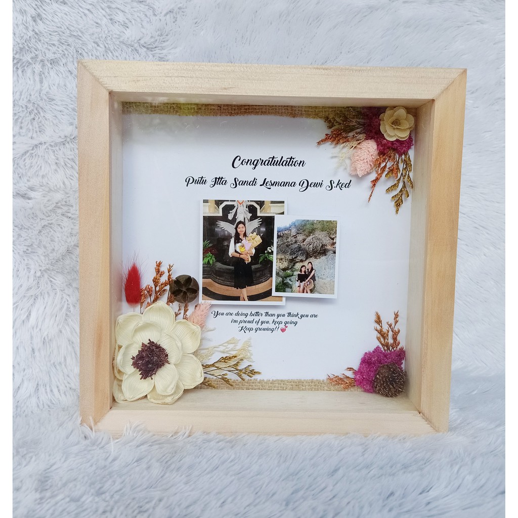 Jual Corner Dried Flower In Frame Kado Bingkai 3D Cocok Untuk Kado Atau