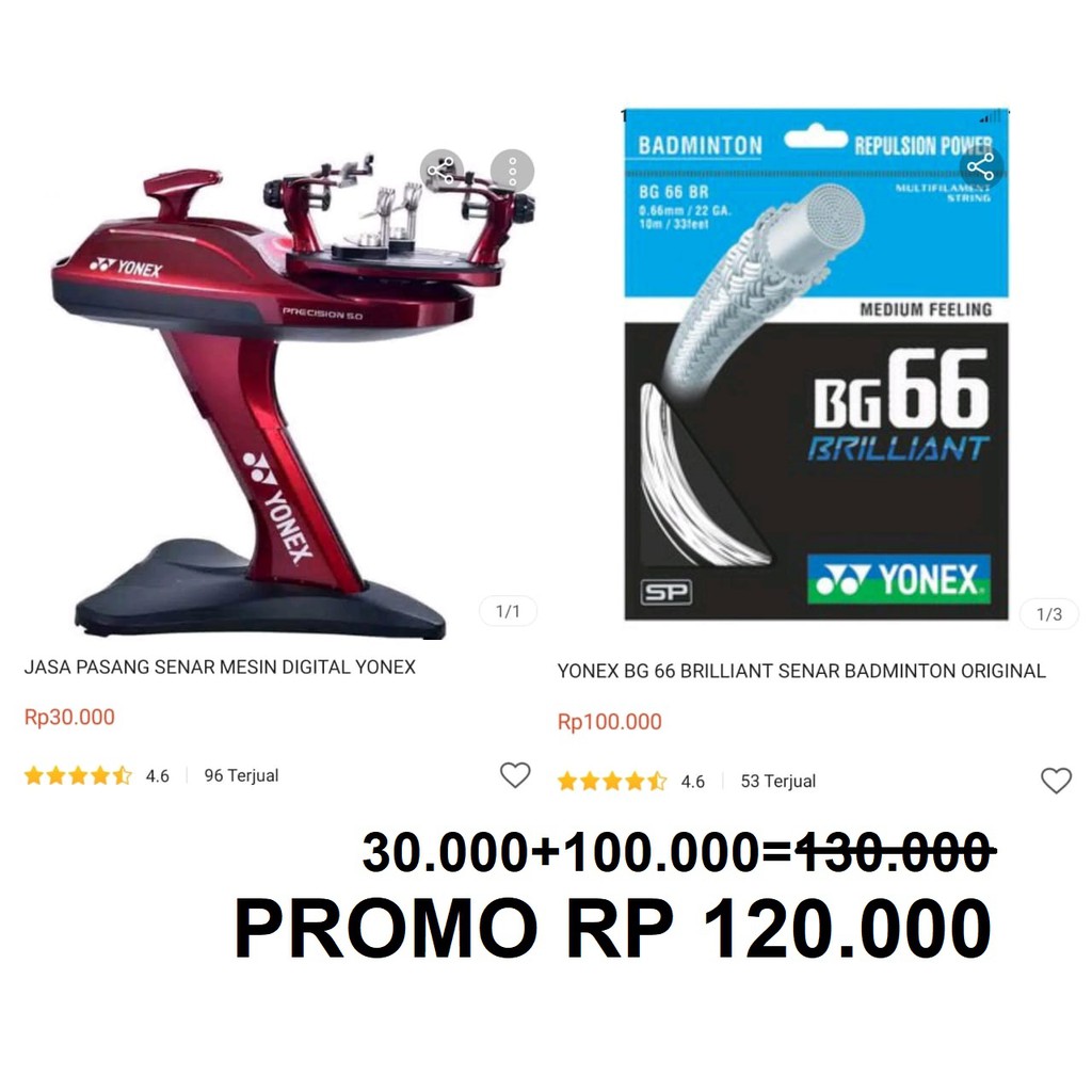 Jual Promo Senar Yonex BG 66 Brilliant Pasang Senar Original Shopee