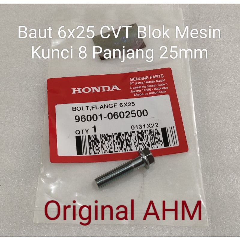 Jual Baut 6x25 CVT Blok Mesin Kunci 8 Panjang 25mm Motor Honda Ori AHM