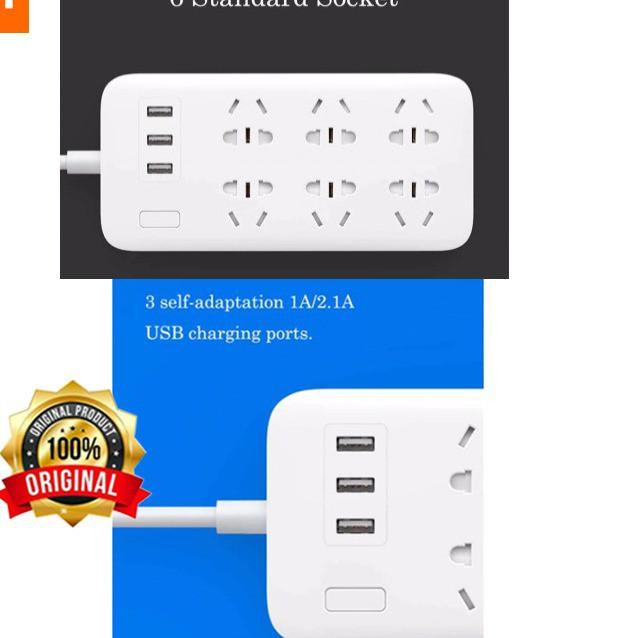 Jual Recomended Xiaomi Mijia Power Strip 6 Port 3 USB Plug In