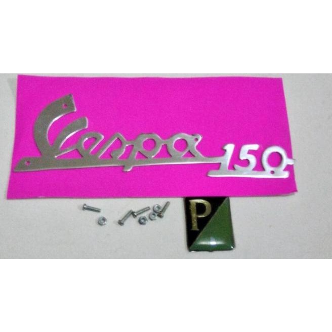 Jual Emblem Merk Vespa 150 Latin Aluminium Nekel Tipis Pakai Baut YYE