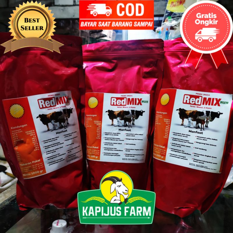 Jual Premix Unggul Redmix Plus Vitamin Herbal Dan Mineral Sapi Kambing