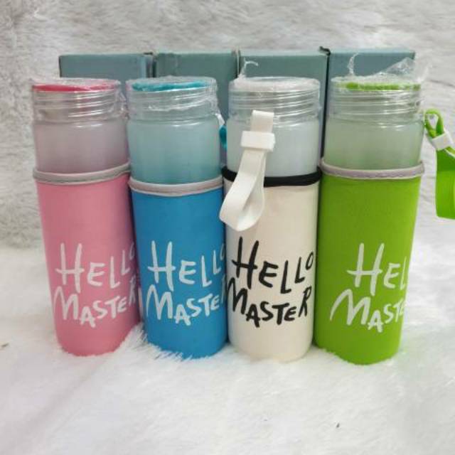 Jual Berat Gram Botol Minum Kaca Hello Master Free Sarung Ml