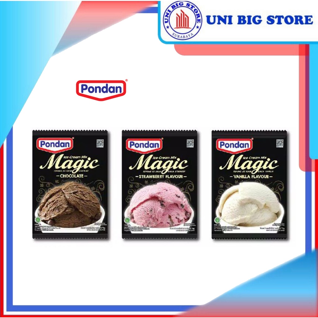 Jual Pondan Magic Ice Cream Vanilla Chocolate Strawberry 75 Gr