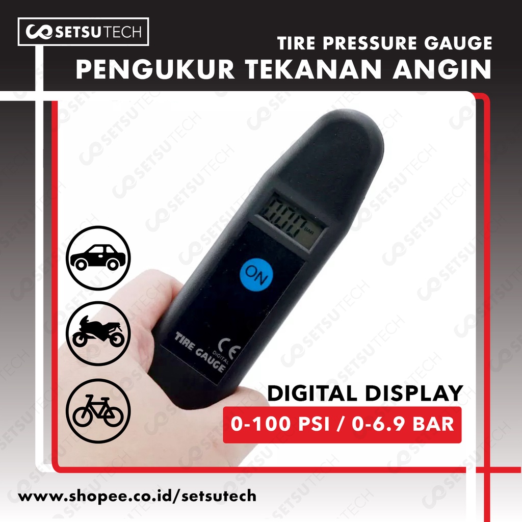 Jual Alat Pengukur Tekanan Angin Ban Mobil Motor Tire Pressure Gauge