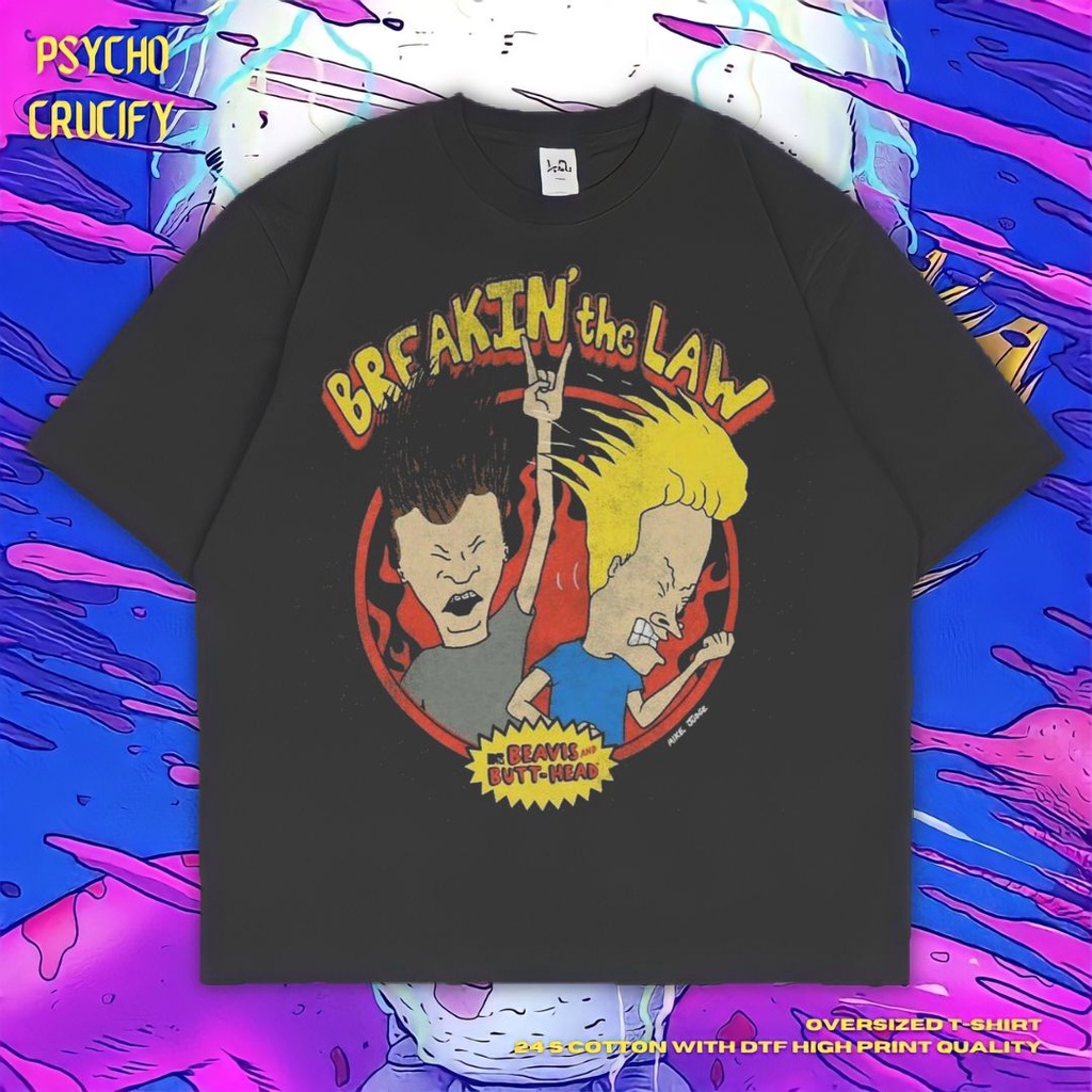 Jual Psycho Crucify Breakin The Law Oversized T Shirt Black Dark