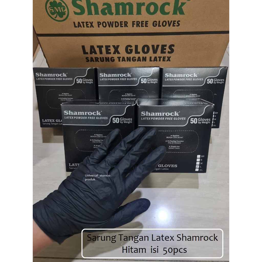 Jual Sarung Tangan Latex Karet Hitam Non Powder Shamrock Apd Pcs