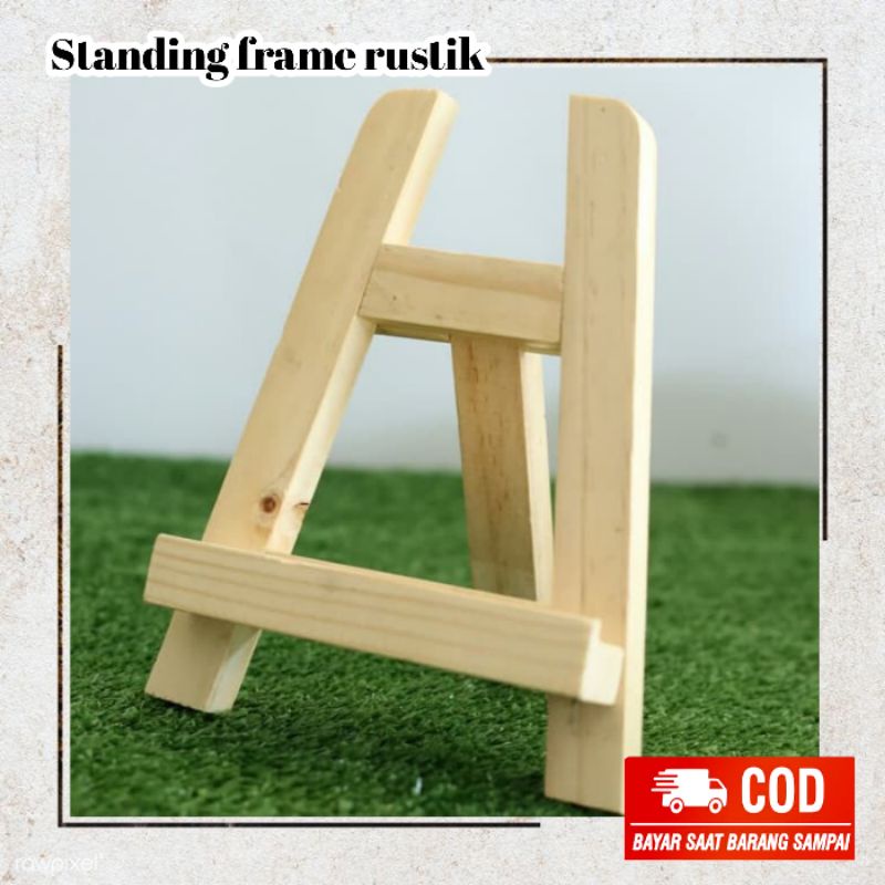 Jual Standing Frame Kayu Penyangga Foto Easel Tripod Standing Frame