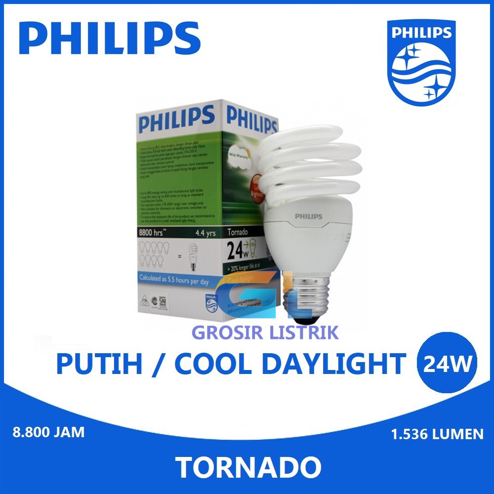 Jual Lampu Philips Tornado W Putih Cool Daylight K Spiral Watt