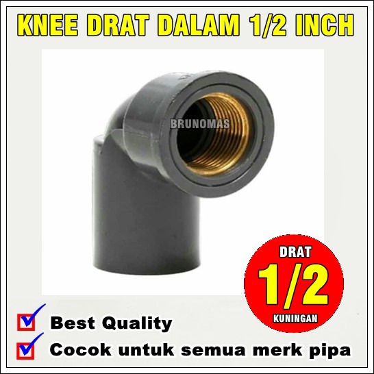 Jual KDD KUNINGAN 1 2 INC Knee Drat Dalam Faucet Elbow METAL