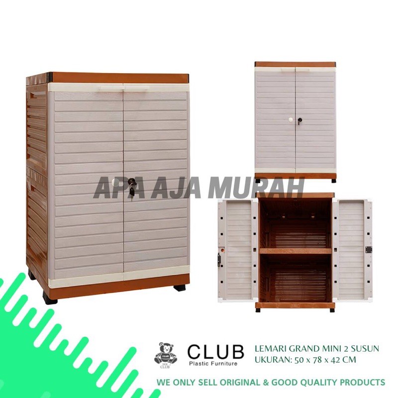 Jual LEMARI PLASTIK CLUB GRAND MINI WOOD 2 SUSUN LEMARI PLASTIK