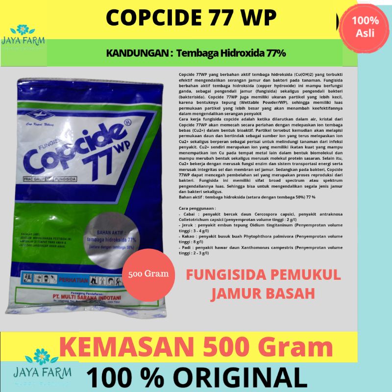 Jual COPCIDE 77 WP KEMASAN 400 GRAM TEMBAGA HIDROXIDA 77 UNTUK JAMUR