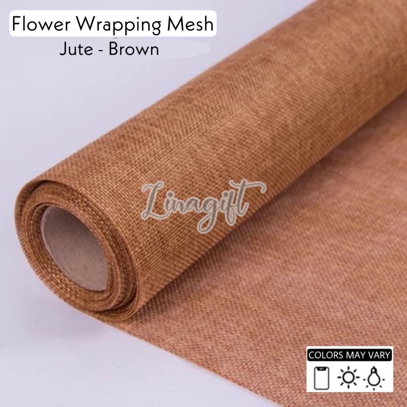 Jual 1 Yard 50x80 FLOWER WRAPPING ROL KOREAN MESH JUTE KERTAS