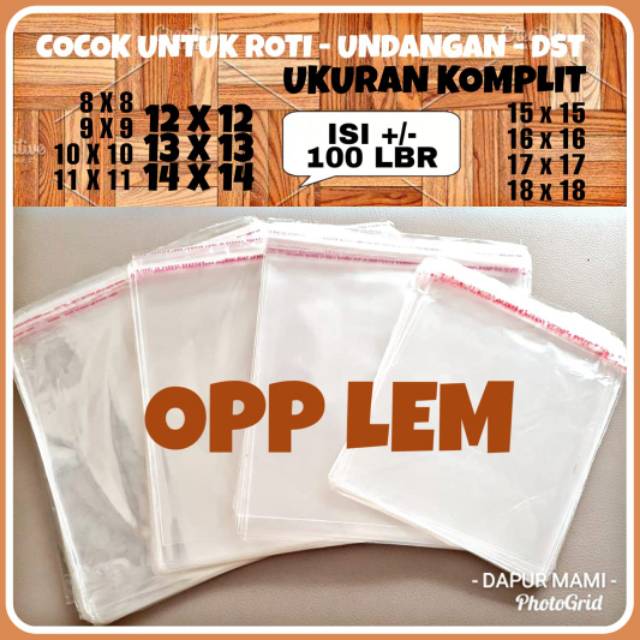 Jual Plastik OPP ROti Seal LEM 6x6 7x7 8x8 9x9 10x10 11x11 12x12