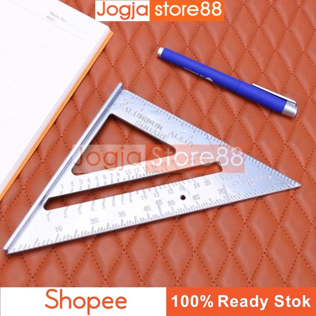 Jual Penggaris Siku Mistar Triangle Ruler Bahan Aluminium Multifungsi