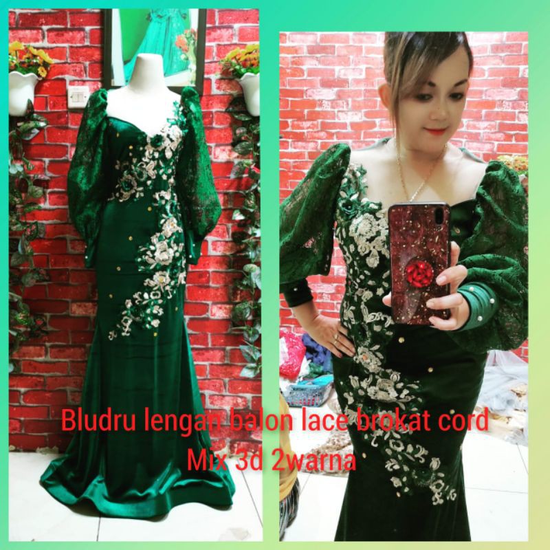 Jual Baju Singer Baju Penyanyi Baju Duyung Bludru Ijo Hitamlengan Balon