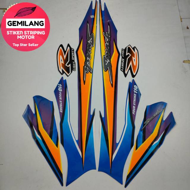 Jual Striping Decal Polet Sticker Suzuki Smash 110 R 2003 Biru Body