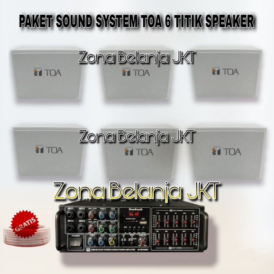 Jual PAKET SOUND SYSTEM SPEAKER TOA BOX 6 SPEAKER CAFE RESTO KLINIK