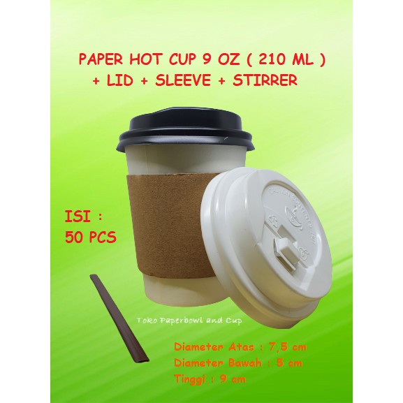 Jual Paket Hot Cup Gelas Kertas Oz Ml Polos Tutup Stirer