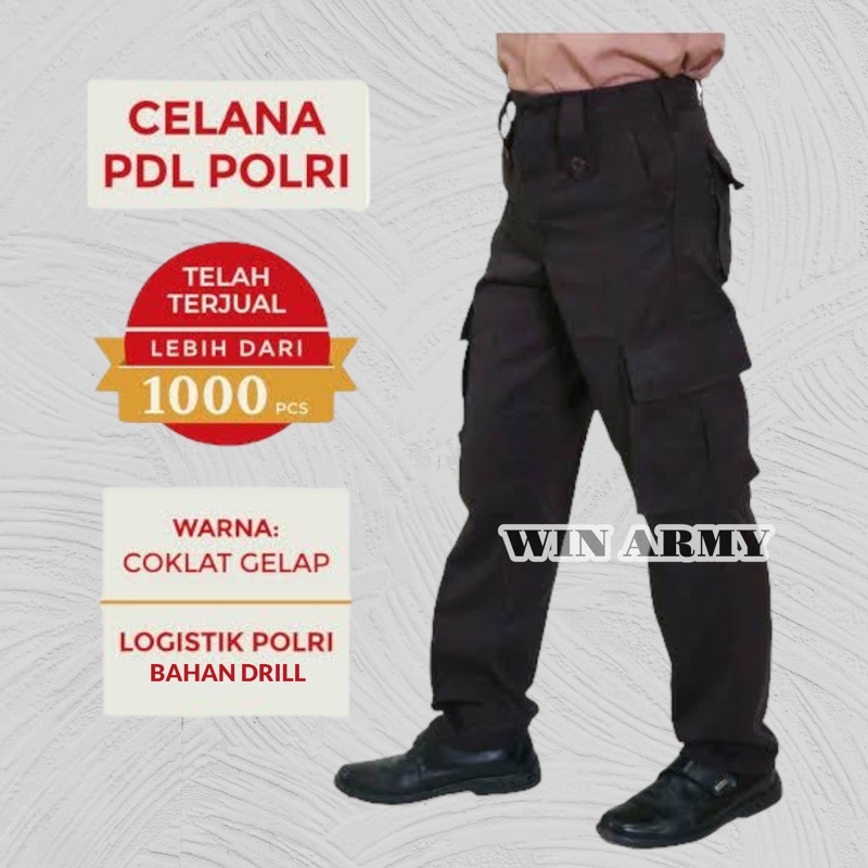 Jual Celana PDL Warna Coklat Polisi Celana Lapangan Pramuka Celana