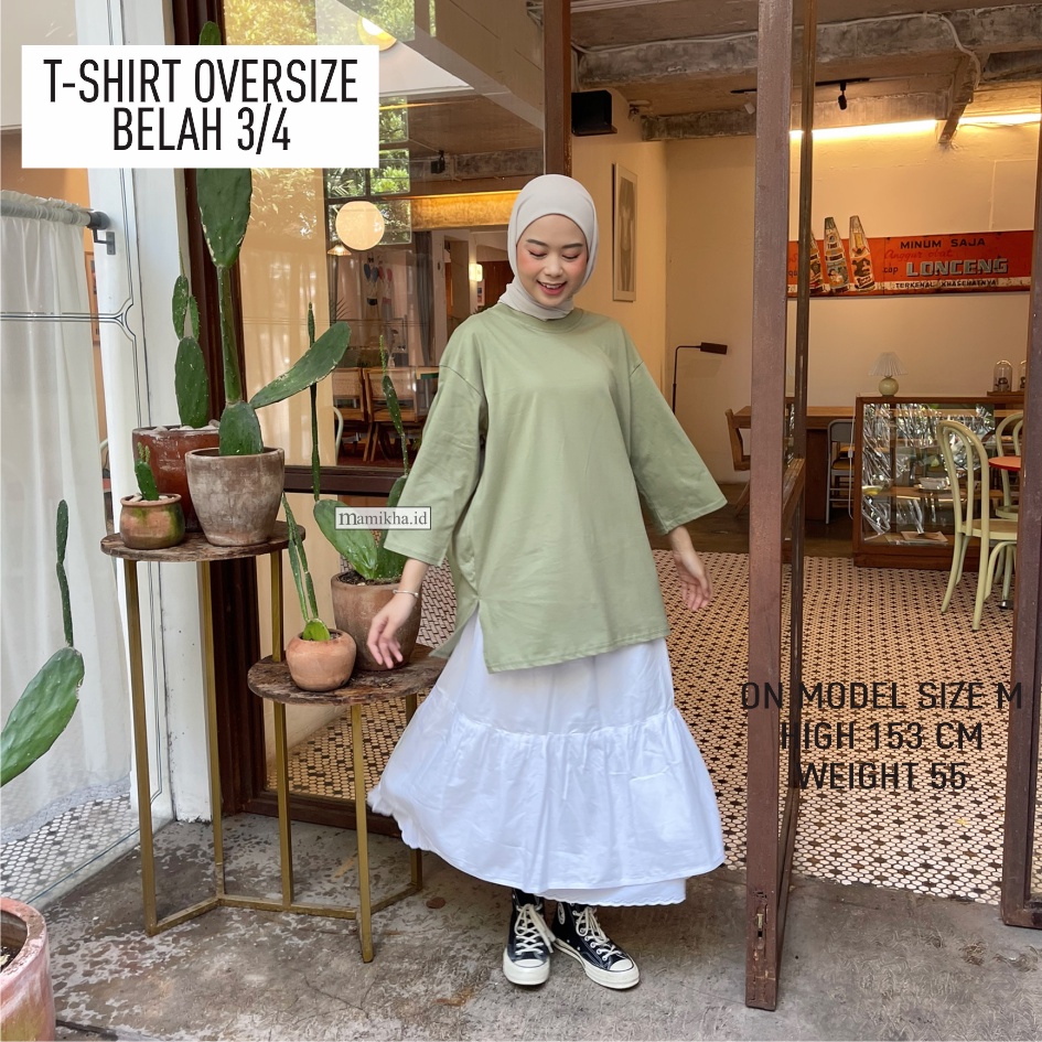 Jual Kaos Polos Oversize Hijab Belah Wanita Tangan Baju Oversized