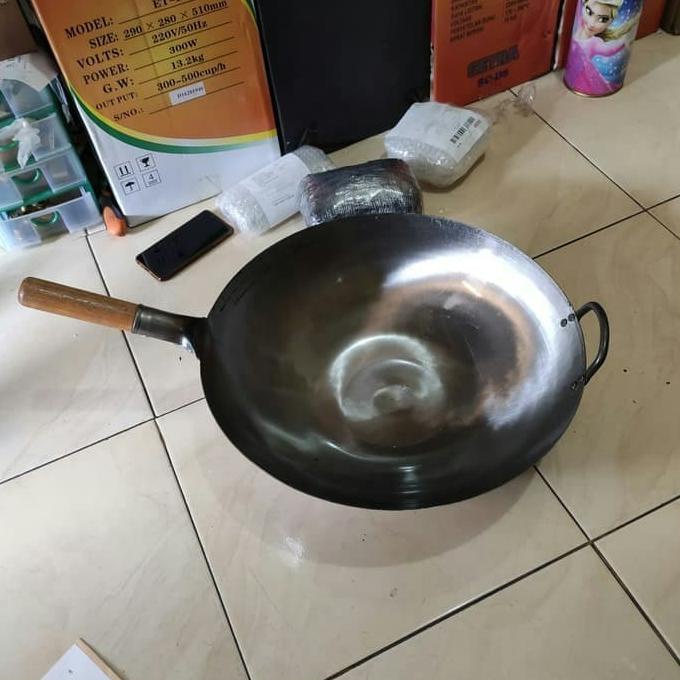 Jual Wok Kuali Wajan Plat Baja Putih Cm Gagang Kuali Nasi