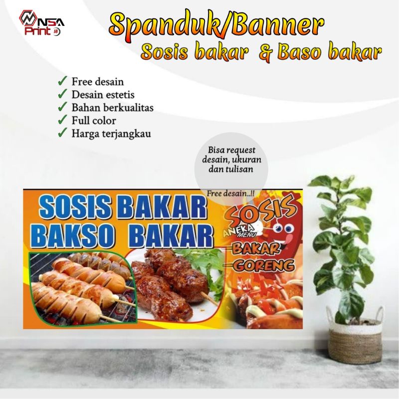 Jual Cetak Banner Spanduk Spanduk Sosis Bakar Baso Bakar Bisa