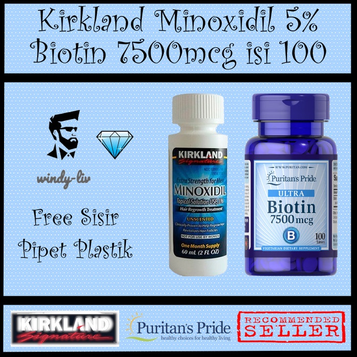 Jual Rambut Vitamin Suplemen Kirkland Minoxidil Biotin Mcg Isi