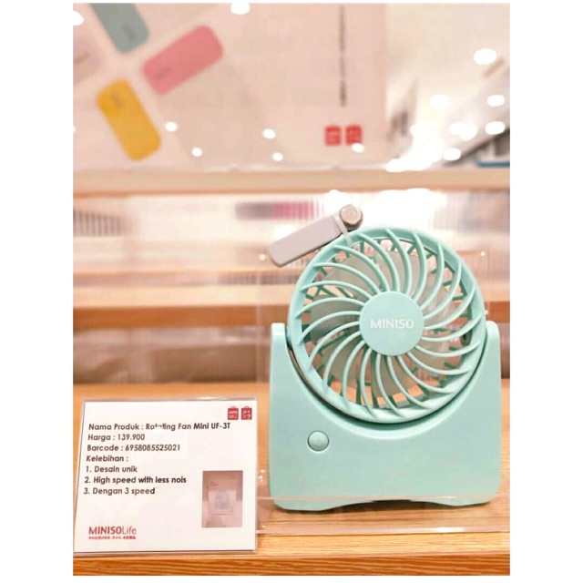 Jual Miniso Kipas Angin Berputar Rotating Portable Fan UF37 Ada 3