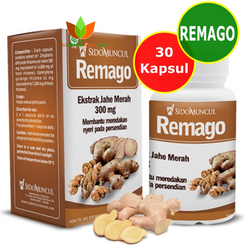 Jual REMAGO SIDOMUNCUL 30 KAPSUL JAMU OBAT HERBAL NYERI SENDI OTOT