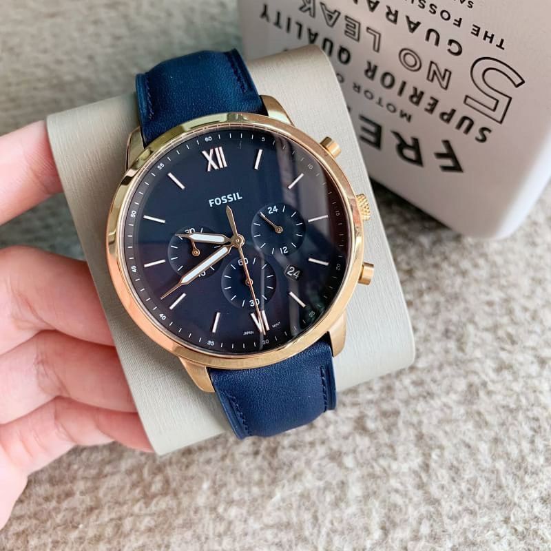 Jual Jam Tangan Pria Fossil Fs5454 Neutra Chronograph Navy Leather