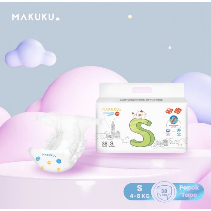 Jual Makuku Air Diapers Slim Tape S38 Popok Bayi Perekat Tipis Anti