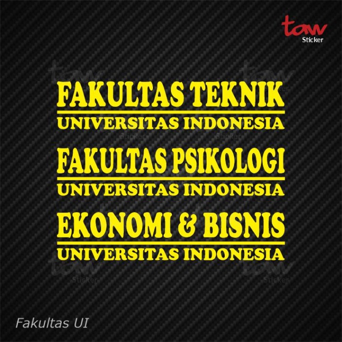 Jual Cutting Sticker Stiker Universitas Indonesia UI Fakultas Jurusan