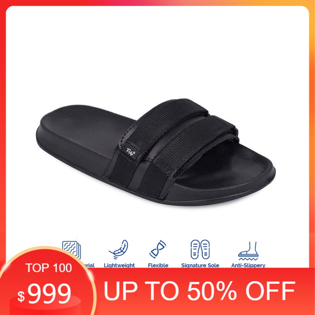 Jual Sandal Pria Slide Footstep Footwear Mono Black Sendal Cowok