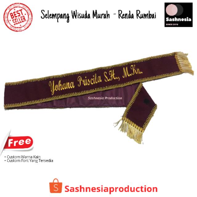 Jual SLEMPANG WISUDA SELEMPANG WISUDA Bludru Renda Rumbai SASH