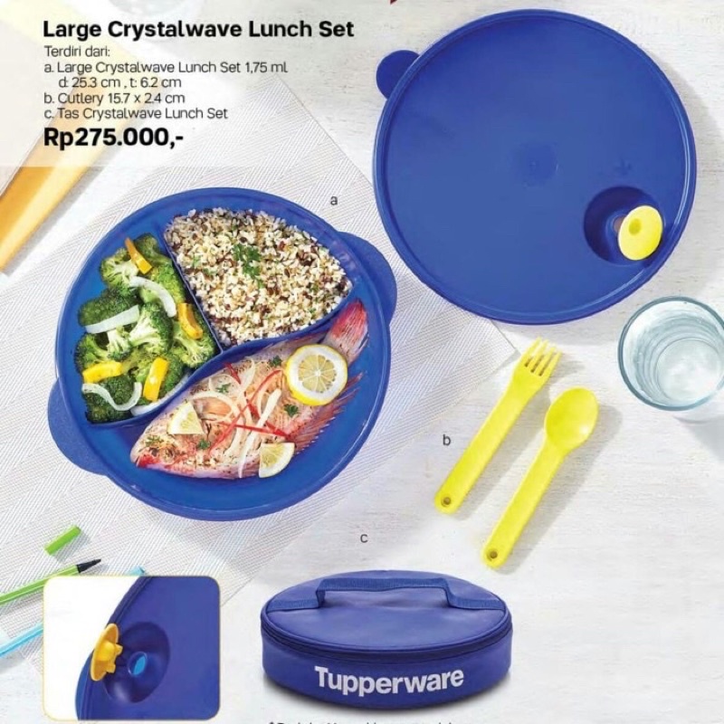 Jual Tupperware Large Crystalwave Kotak Bekal Makan Lunch Box Set