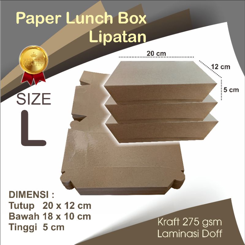 Jual Kraft Paper Lunch Box Kotak Makan Kertas Kraft Lipatan Ukuran L